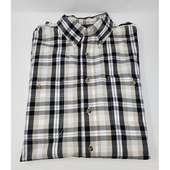 WRANGLER RUGGED WEAR WRINKLE RESIST BLACK PLAID BUTTON DOWN SHIRT MEN 2XL TALL - Picture 1 of 11